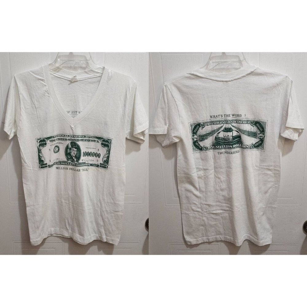 Vtg Stedman Women's V Neck T Shirt "Million Dollar Bill" Elliott #9 White Size M